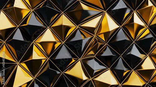 Exklusiver 3D-Polygon-Hintergrund in Gold und Schwarz. Luxuriöses geometrisches Design. Abstrakte, moderne Vektorgrafik für Premium-Branding, Webdesign oder Druck. Elegante Textur