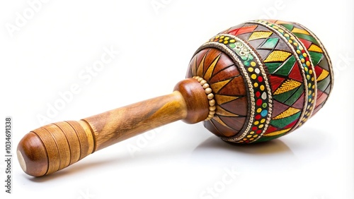 African handmade instrument rattle isolated on white background