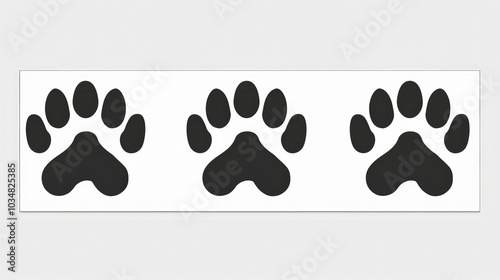 Three black paw prints are arranged neatly on a white surface, representing the playful spirit of pets. The design captures the essence of furry companions leaving their mark.