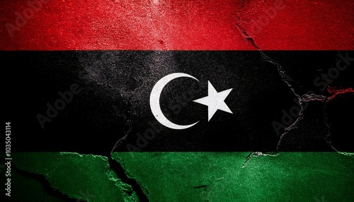 古いビンテージのリビアの国旗(Old grunge vintage Libya flag.) 