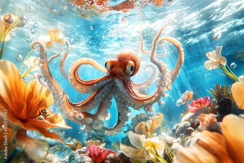 Octopus with Flowers.