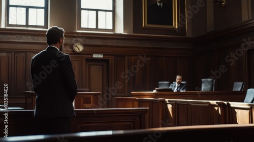 A criminal lawyer defending their client in a tense courtroom setting