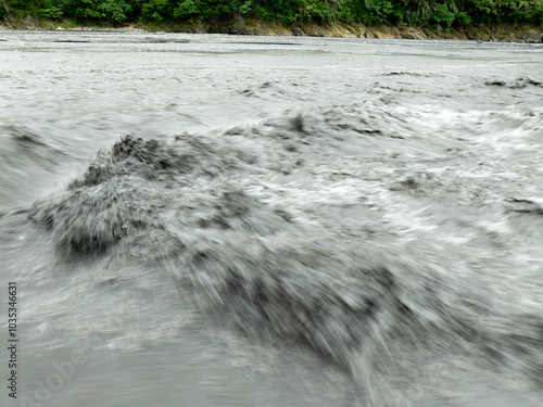 Water flood on river after heavy rain