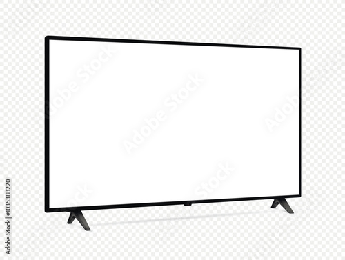 Realistic blank screen tv from angled view