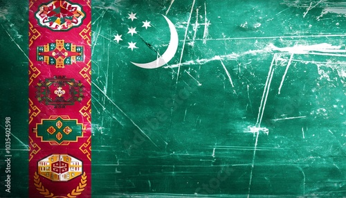 古いビンテージのトルクメニスタンの国旗(Old grunge vintage turkmenistan flag.) 