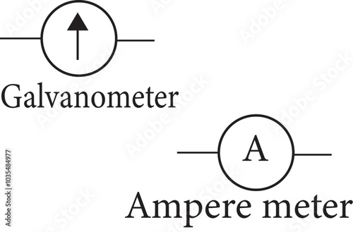 Electrical signs of galvanometer and ampere meter