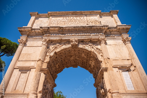 Triumphal Arch of Titus on the via Sacra in Rome.