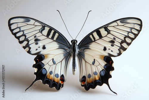 Malayan tree nymph butterfly with delicate white wings 