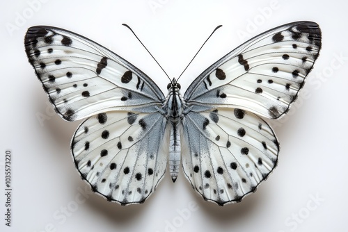 Malayan tree nymph butterfly with delicate white wings 