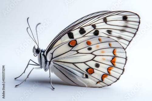 Malayan tree nymph butterfly with delicate white wings 