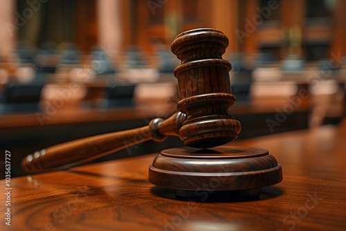 A Close-Up of a Judge's Gavel on a Courtroom Table