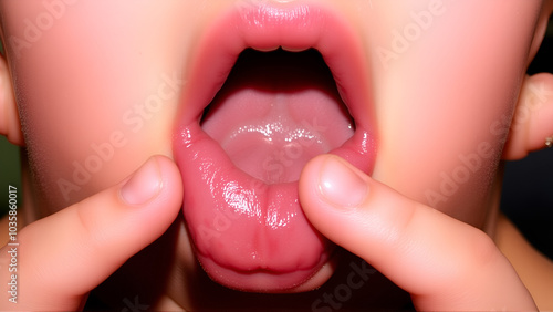 Hand, foot, and mouth disease (HFMD). Typical lesions around the mouth