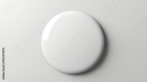 White blank badge. Glossy round button. Pin badge