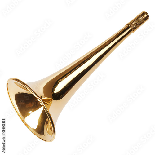 Brass trumpet, white isolated background