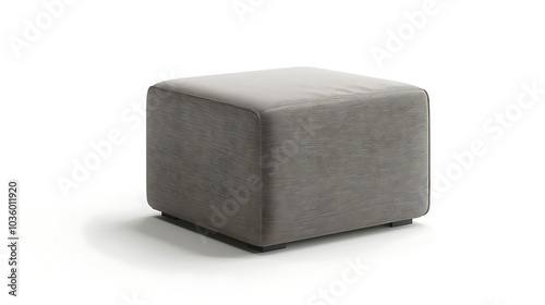 Gray fabric cube ottoman isolated on white background