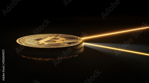 Bitcoin cut in half by a laser beam, bitcoin halving crypto concept , digital gold of the future