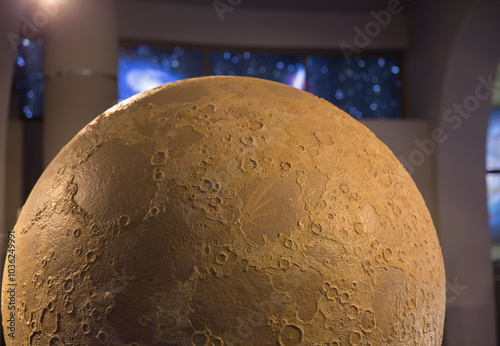 big model of moon in an observatory