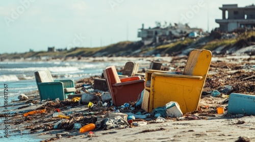 Beach Debris and Chairs