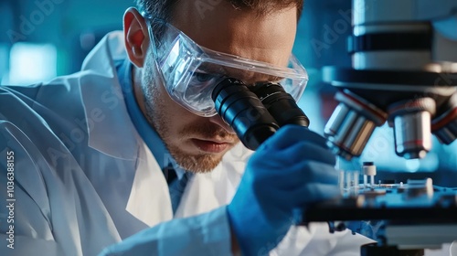 A close-up of scientists working in a lab to find a cure for a disease, showcasing research and innovation