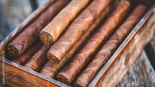 Detailed view of premium cigars displayed in an open humidor for optimal preservation