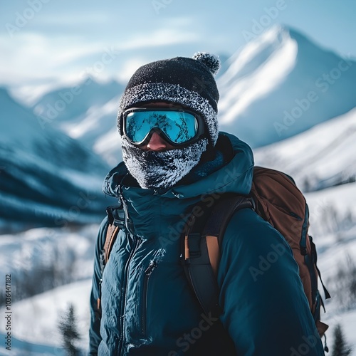 Adventurous Winter in Snowy Mountain Landscape