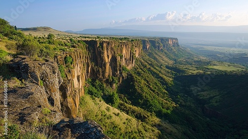 The rugged terrain of the Great Rift Valley, with its steep cliffs and deep valleys