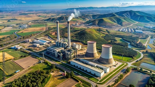 Aerial view of Soto de Ribera Combined Cycle Thermal Power Plant in Asturia