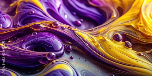 abstract liquid purple and yellow background with a tilted angle