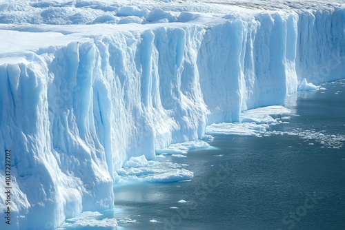 Glacier massif au bord de l'océan dans un paysage polaire 