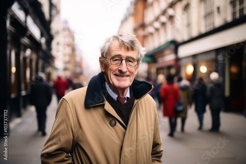 Portrait of a senior man in the city centre of London.