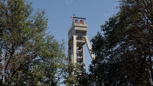 Mining shaft of the closed Prezydent hard coal mine in Chorzow Poland.