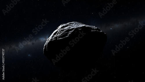 Asteroid Field in Dark Outer Space Vertical Slow Close Roll Pan Shot