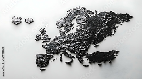 A minimalist map of Europe with a monochrome palette, highlighting major countries with simple, elegant lines