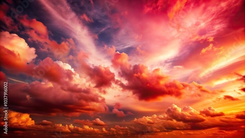 red sky with white clouds ideal for sky replacement in tilted angle