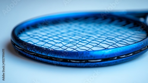 Blue Tennis Racket Close Up