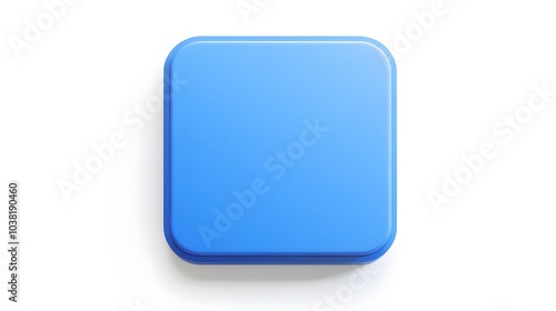  Blank Mobile application icon, button - blue square with round corners. 3d rendering, white background