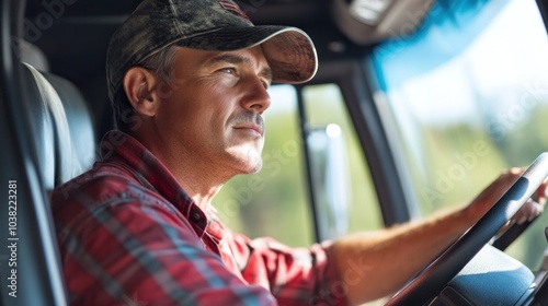 A cargo truck driver prepares for a long trip by stowing goods in the truck. The driver will ensure that everything is properly loaded and ready for safe transportation to its next destination.