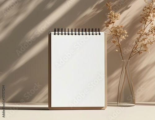 A clean mockup of a spring-loaded notebook with a blank cover, ready for individual information placement.