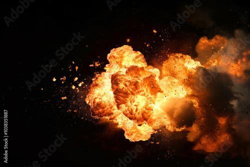 A large explosion with a lot of fire and smoke