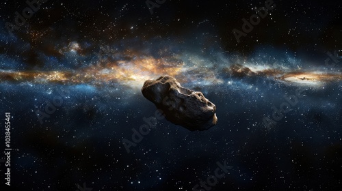 Asteroids and comets float in outer space