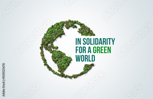 In Solidarity for a Green World. Climate change conference slogan concept background.