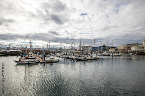 A Coruna, Spain. The Real Club Nautico, a marina and harbor