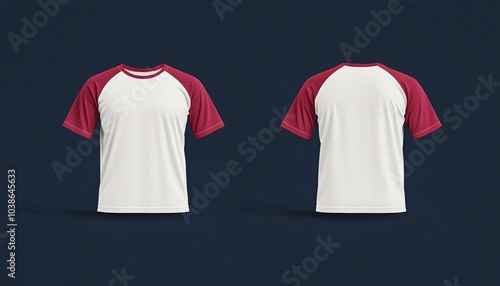 Front and Back View Mockup of a Raglan Sleeve Shirt for Blank Clothes Template Usage