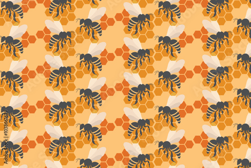 Happy Bee Day! Smooth geometric ornamental patterns, elegant minimalist color design, repeatable oriental backgrounds, and decorative royal prints. 