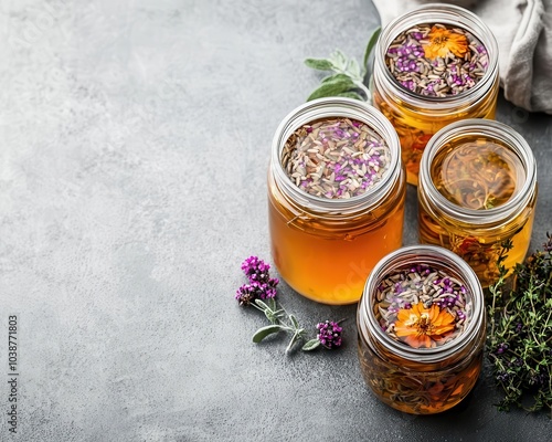 Fermented tea with bacteria floating around, promoting probiotic benefits, beverages, fermentation