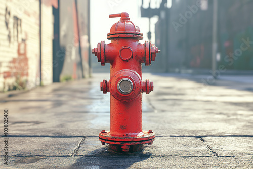 Red fire hydrant on city street