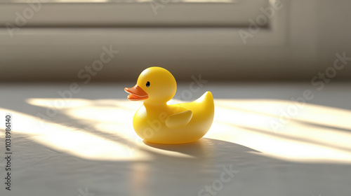 Yellow Rubber Duck Toys on Clean White Background