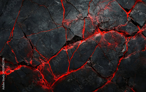 Background showing dark rock formation with red veins