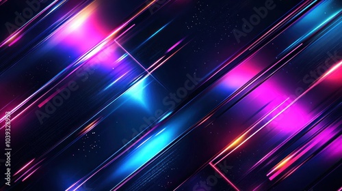 Futuristic abstract background with glowing neon elements and metallic textures