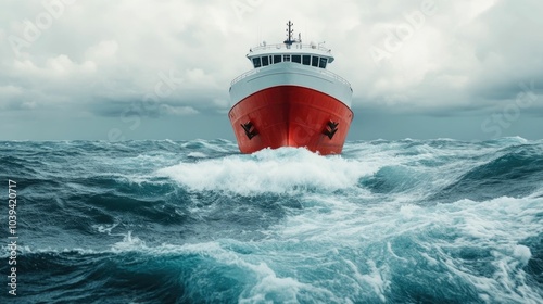 Hydro Powered Ship Sailing Through Turbulent Seas Representing the Blend of Renewable Energy and Nature s Force